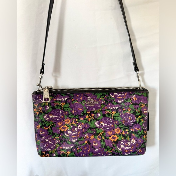 Coach Lyla EUC dual zip violet floral crossbody - Picture 3 of 8